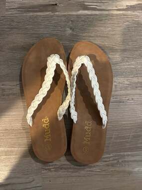 Mudd Women's Braided Thong Sandals in White